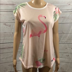 Mittelmeer Vintage Design Flamingo Print Tee Sz M